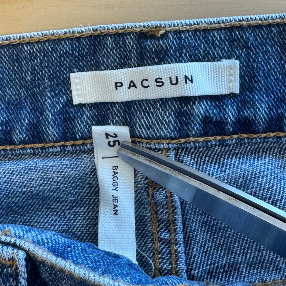 PacSun Baggy Jeans Blue Distressed High Rise Wide Leg 25 Contemporary - Picture 6 of 8